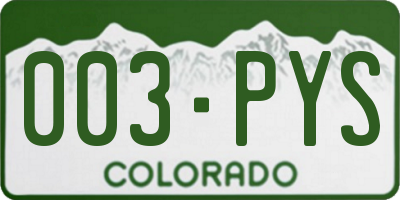 CO license plate 003PYS