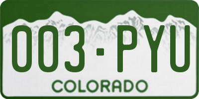 CO license plate 003PYU