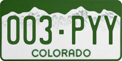 CO license plate 003PYY