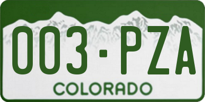 CO license plate 003PZA