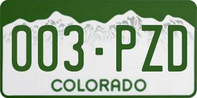 CO license plate 003PZD