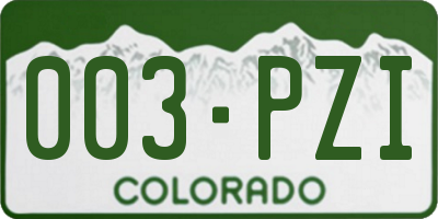 CO license plate 003PZI