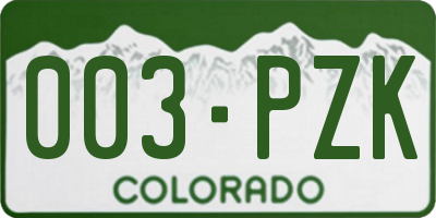 CO license plate 003PZK