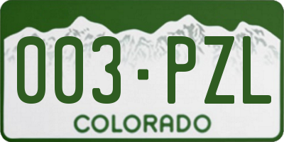 CO license plate 003PZL