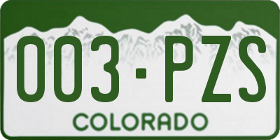 CO license plate 003PZS