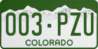 CO license plate 003PZU