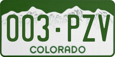 CO license plate 003PZV