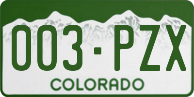 CO license plate 003PZX
