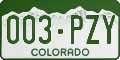 CO license plate 003PZY