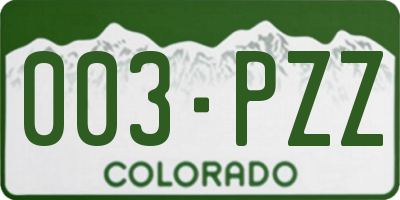 CO license plate 003PZZ