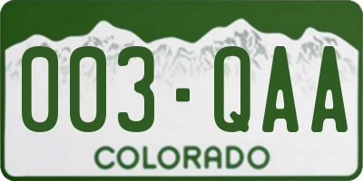 CO license plate 003QAA