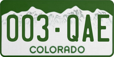 CO license plate 003QAE