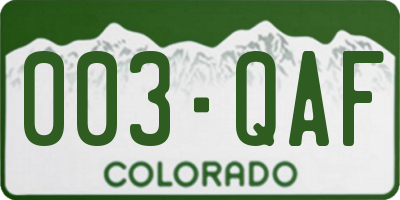 CO license plate 003QAF
