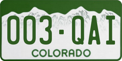 CO license plate 003QAI