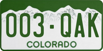 CO license plate 003QAK