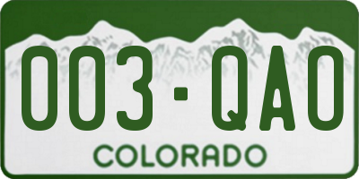 CO license plate 003QAO