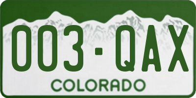 CO license plate 003QAX