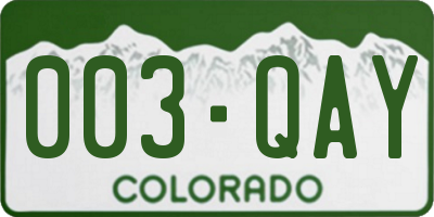 CO license plate 003QAY