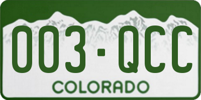 CO license plate 003QCC