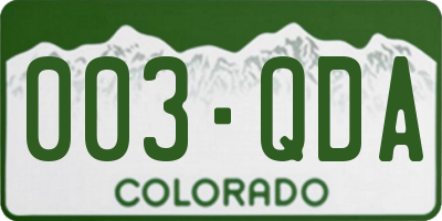 CO license plate 003QDA
