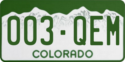 CO license plate 003QEM