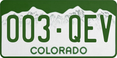 CO license plate 003QEV
