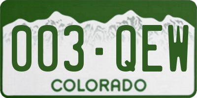 CO license plate 003QEW