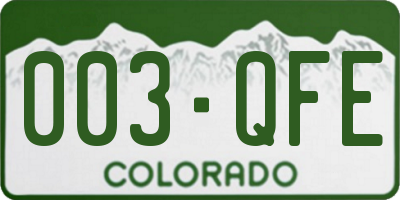 CO license plate 003QFE