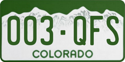 CO license plate 003QFS