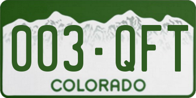 CO license plate 003QFT