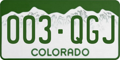 CO license plate 003QGJ