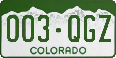 CO license plate 003QGZ