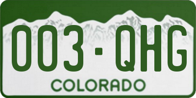 CO license plate 003QHG