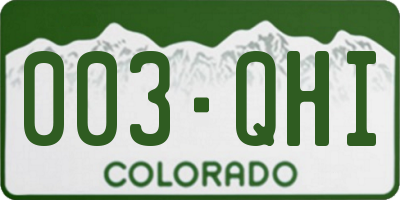 CO license plate 003QHI