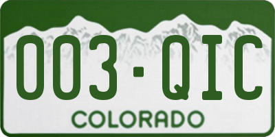 CO license plate 003QIC