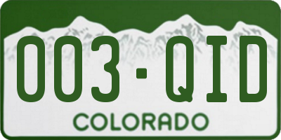 CO license plate 003QID