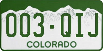 CO license plate 003QIJ