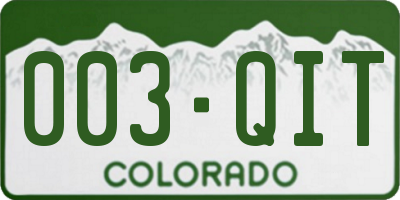 CO license plate 003QIT
