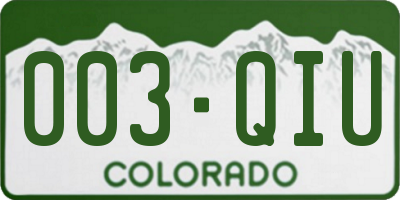 CO license plate 003QIU