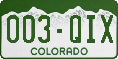 CO license plate 003QIX