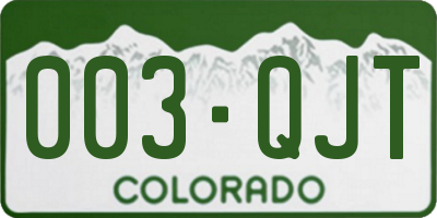 CO license plate 003QJT