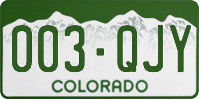 CO license plate 003QJY