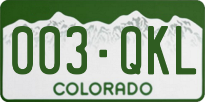 CO license plate 003QKL