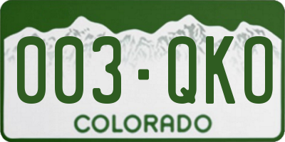 CO license plate 003QKO
