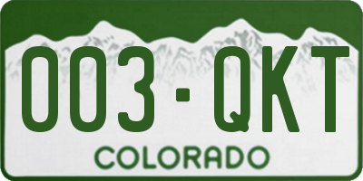 CO license plate 003QKT