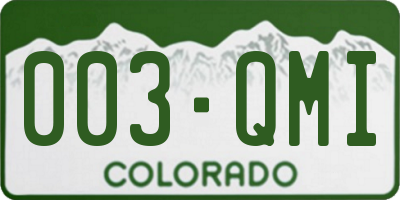 CO license plate 003QMI