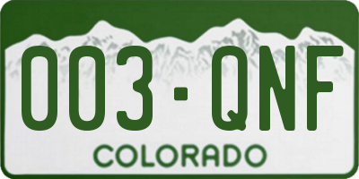 CO license plate 003QNF