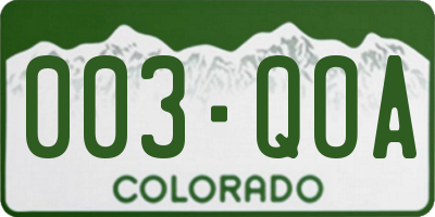 CO license plate 003QOA