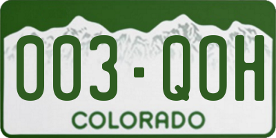CO license plate 003QOH