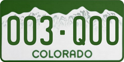 CO license plate 003QOO